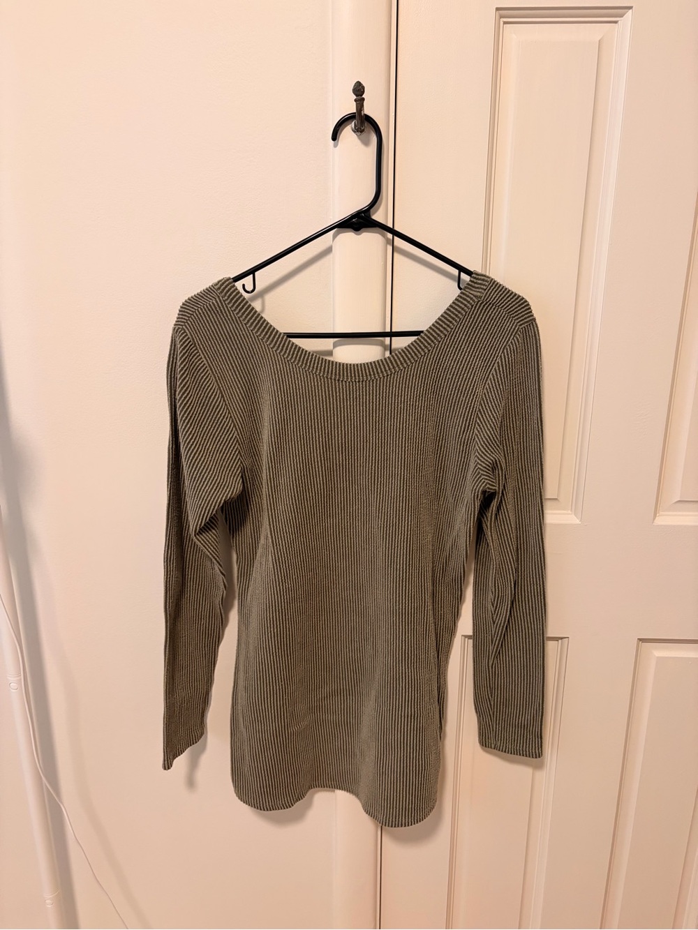Hello MIZ Olive Ribbed Long-Sleeve Boatneck Top